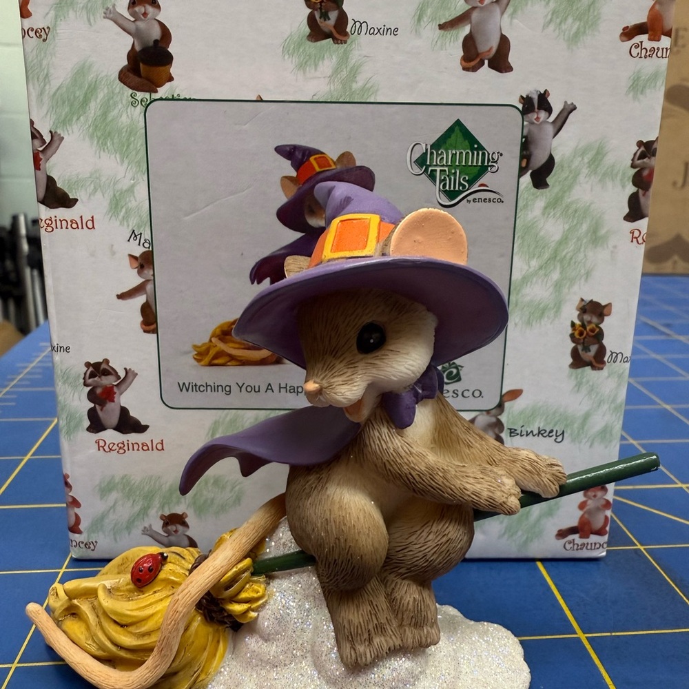 Charming Tails Witch Mouse Figurine - Purple and Brown